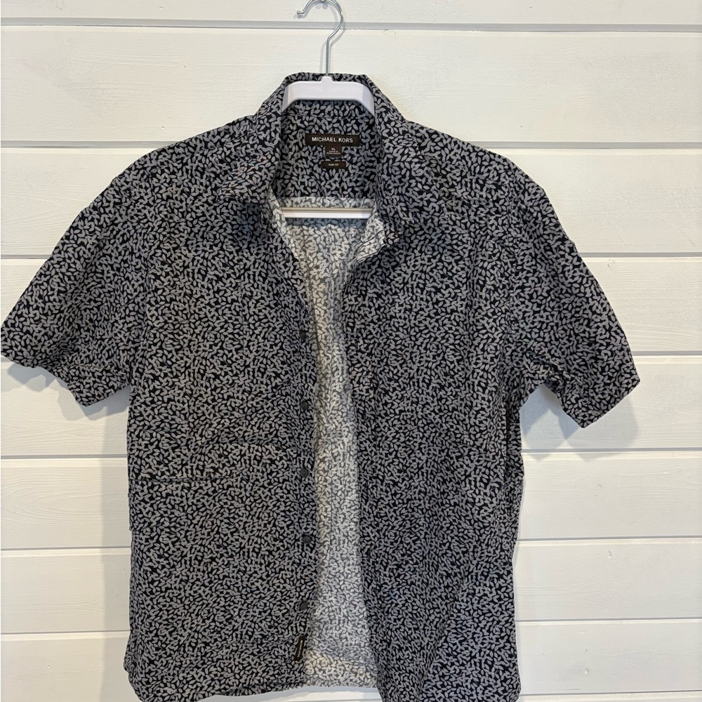 Michael Kors Black and White Casual Button Down Shirt